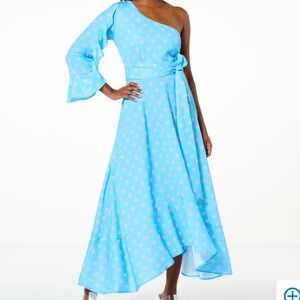 C Wonder by Christian Siriano One-Shoulder Dress Coastal Blue Large NWT
